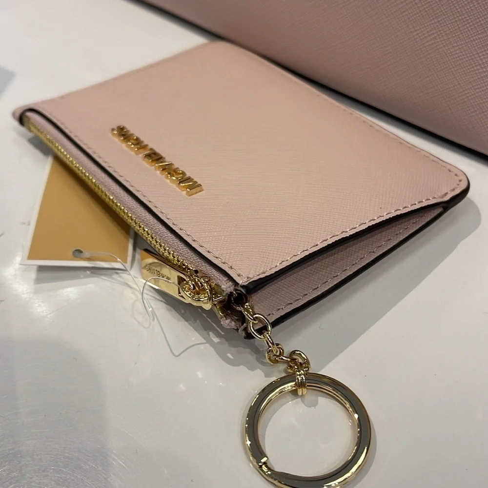 MICHAEL KORS Jet Set Travel Small Saffiano Leather Top Zip Coin Pouch Wth ID NWT